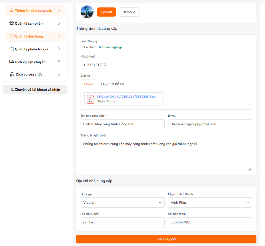 Thông tin thu thập từ người bán Thông tin thu thập từ người bán
